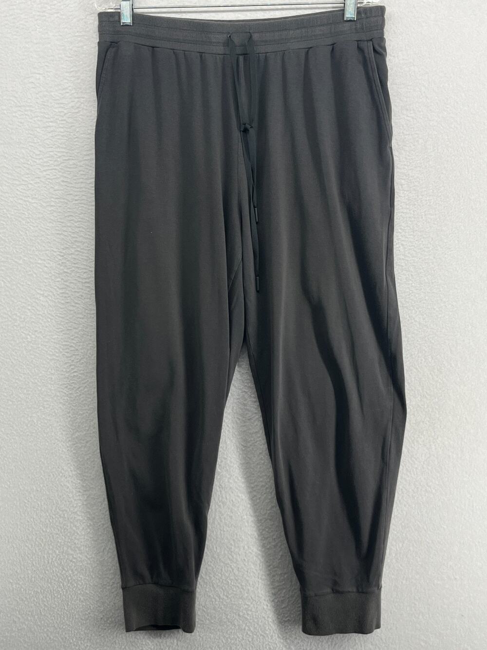 EILEEN FISHER Pants L Cotton Stretch Jersey Jogger Tapered Drawstring Gray USA